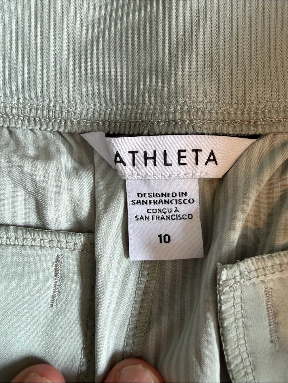 NWT Athleta Brooklyn Textured Ankle Pants Sage Green Travel Pull-On Size 10